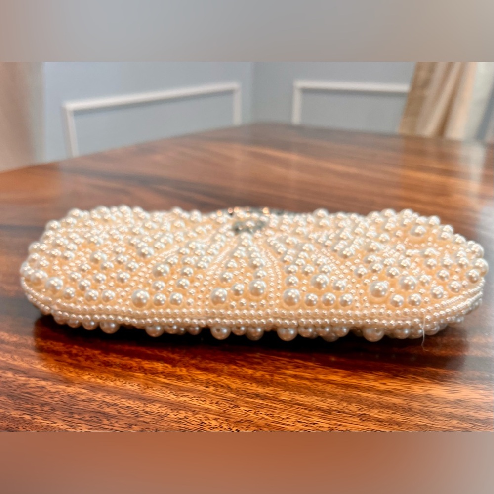 Luxury Pearl Floral Rhinestones Evening Clutch, Wedding CrossBody Bag EUC - Picture 5 of 15